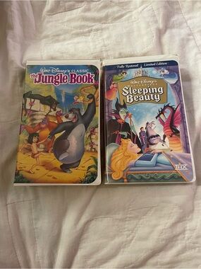 Disney VHS Duo - The Jungle Book & Sleeping Beauty (Blue, Purple, Yellow, Pink)